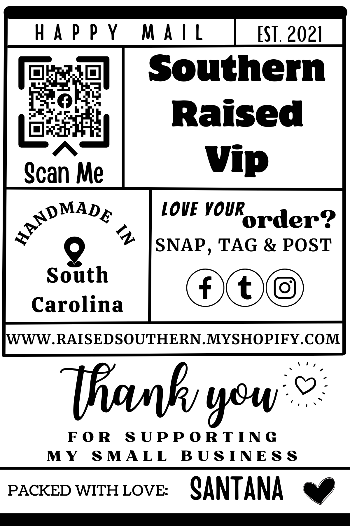 Thermal Small Shop Thank You