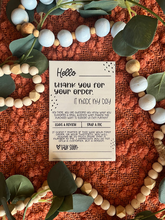 Thermal Thank You Letter